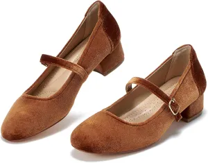 Mary Jane Shoes Low Heels Dress Pumps for Women With Adjustable Ankle Strap - 2 Inch Chunky Heel for Dressy Casual Occasions