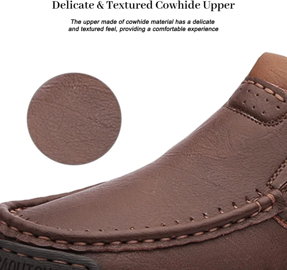 Maylrvjv Men's Loafers Slip-On Casual Leather Shoes Comfortable Soft Flexible Driving Flat Shoes