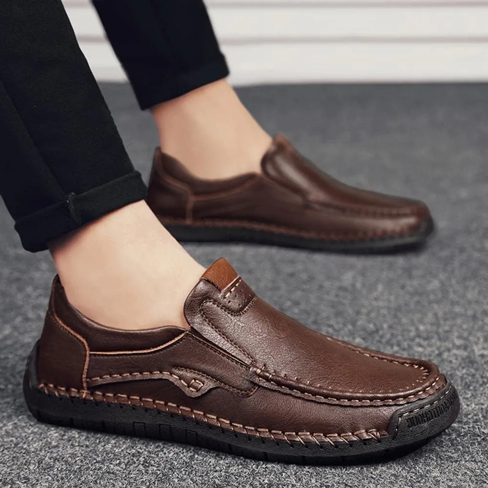 Maylrvjv Men's Loafers Slip-On Casual Leather Shoes Comfortable Soft Flexible Driving Flat Shoes