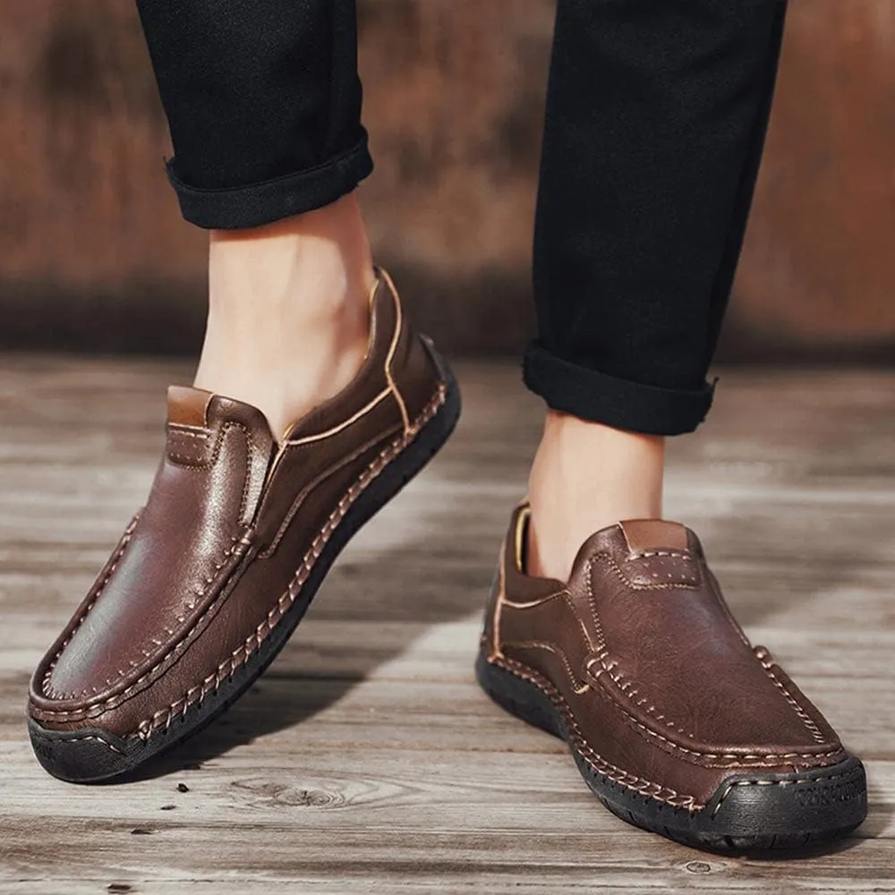 Maylrvjv Men's Loafers Slip-On Casual Leather Shoes Comfortable Soft Flexible Driving Flat Shoes