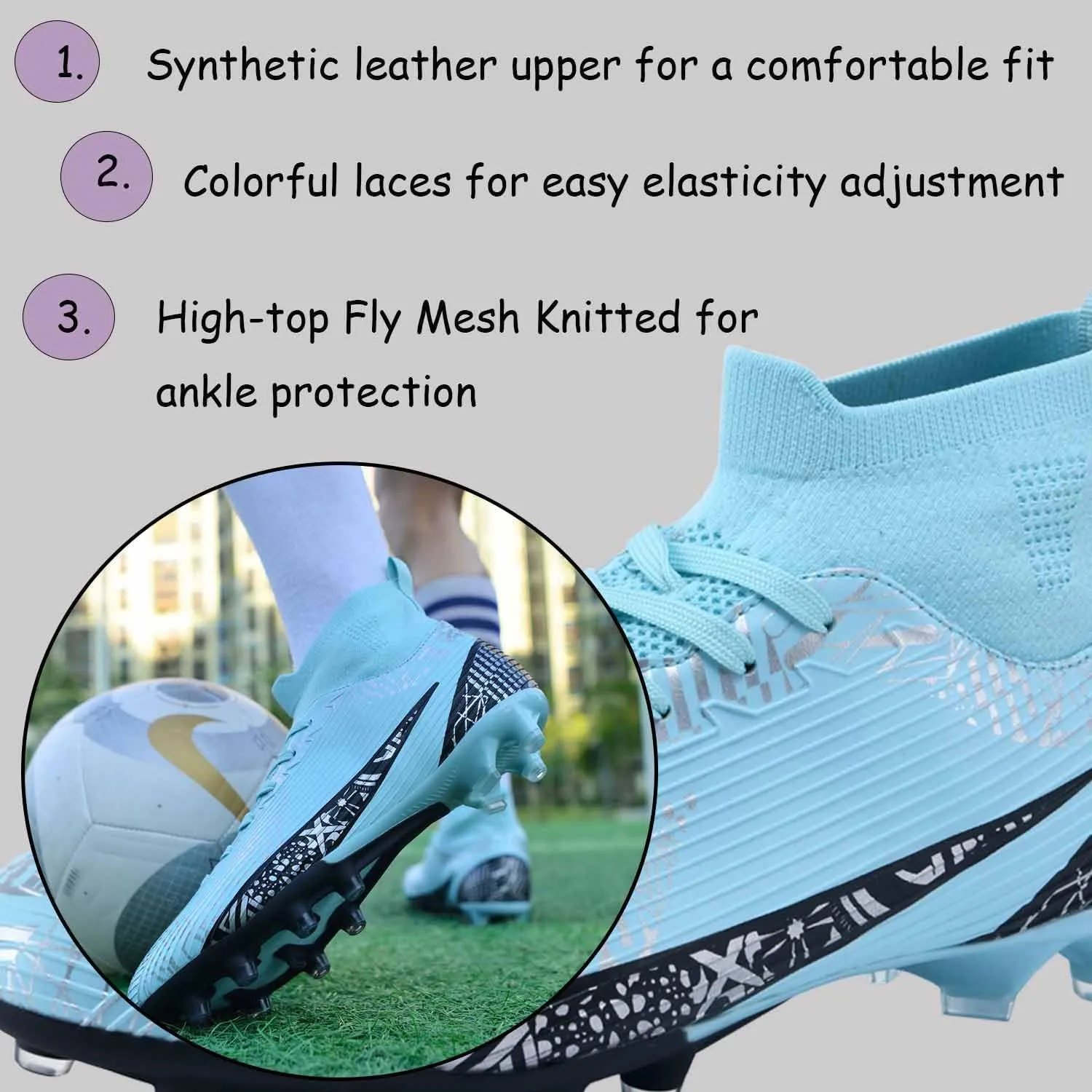 MEBAMY Men's Soccer Cleats Indoor Turf Lightweight Performance Training Soccer Shoes Soft Ground Athletic Football Boots Outdoor