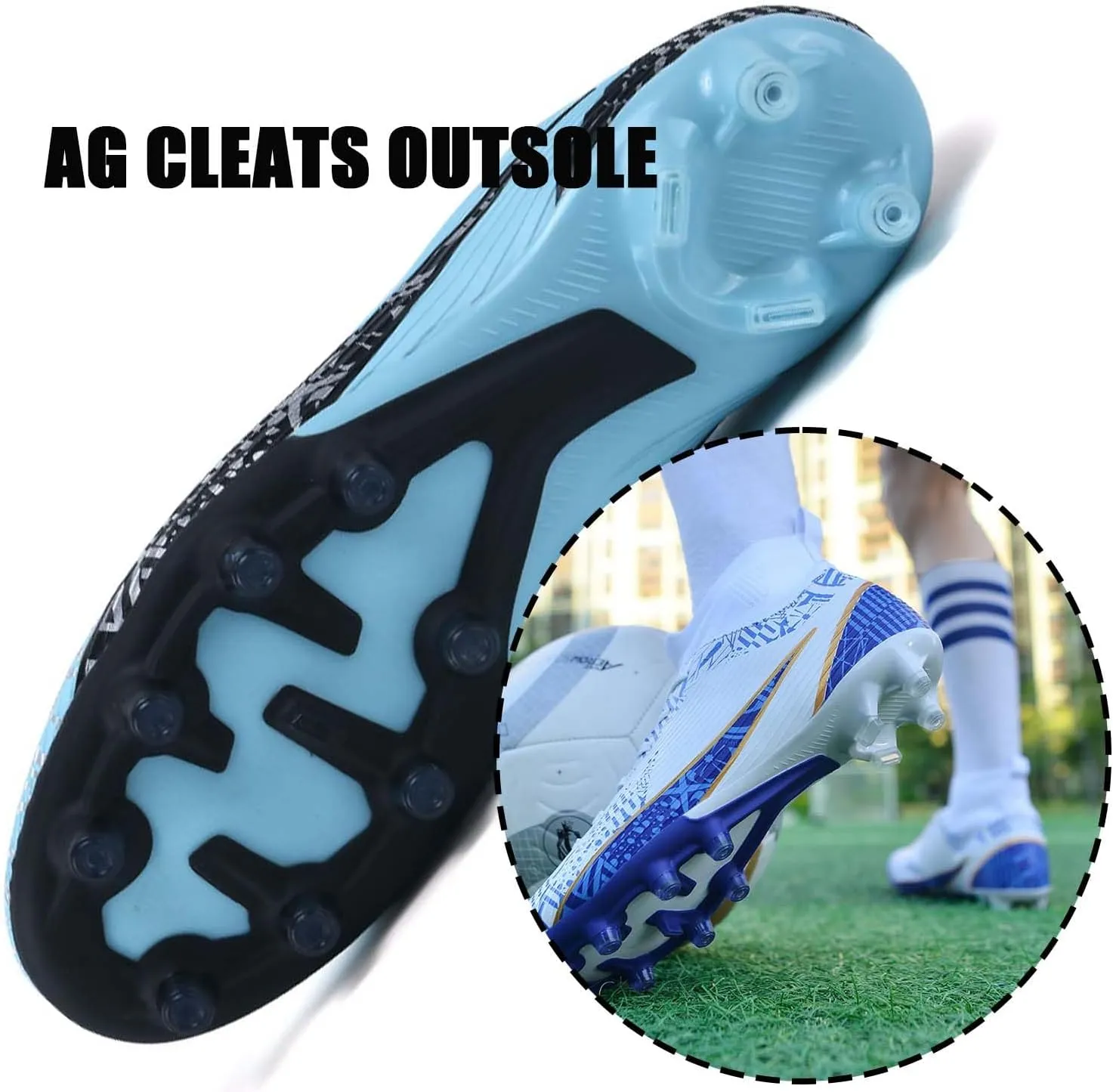 MEBAMY Men's Soccer Cleats Indoor Turf Lightweight Performance Training Soccer Shoes Soft Ground Athletic Football Boots Outdoor