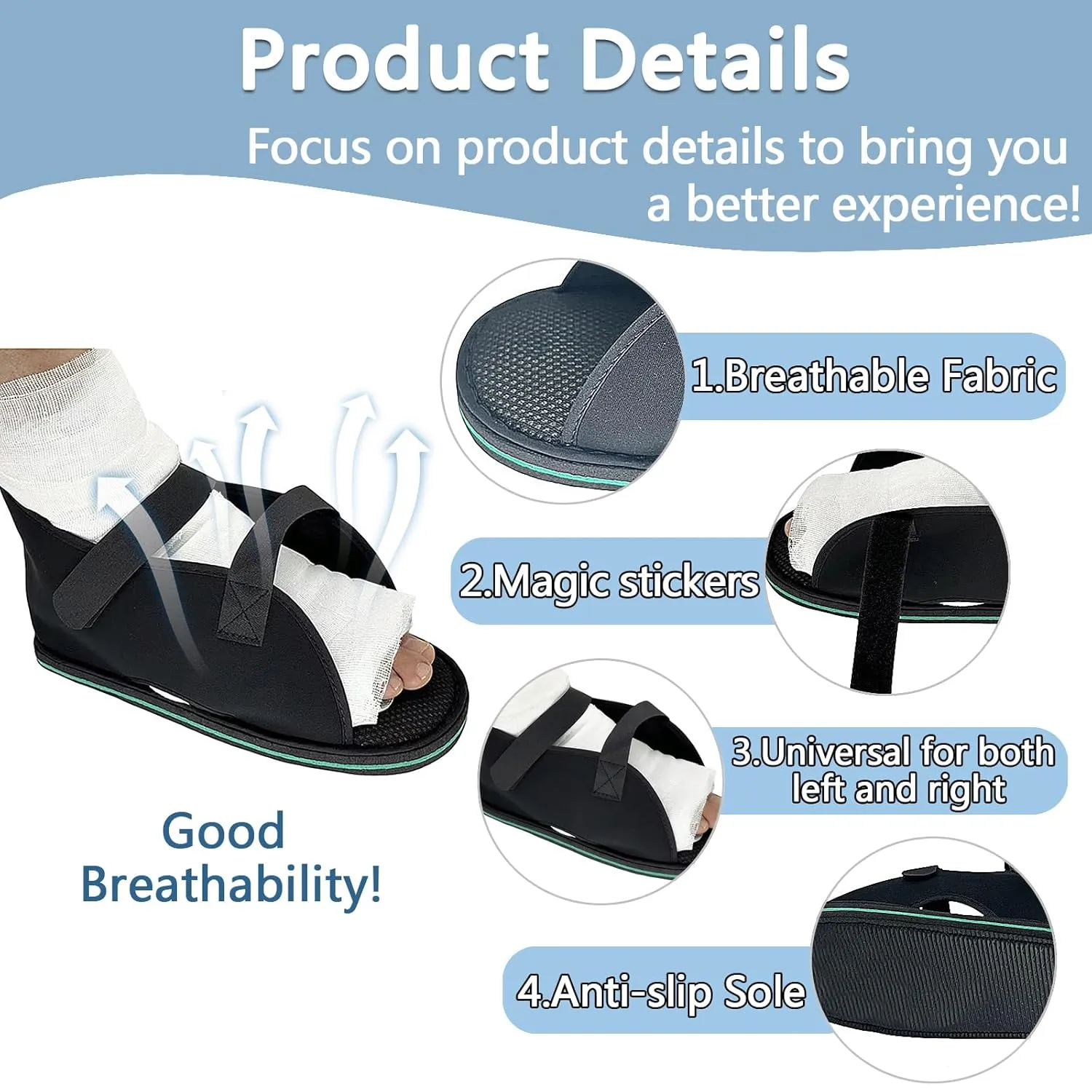Medical open-toe plaster shoe,Adjustable Walking Boots Recovery Cast Shoe Covers,Universal for Both Left and Right Feet,Medical Boots for Men or Women L