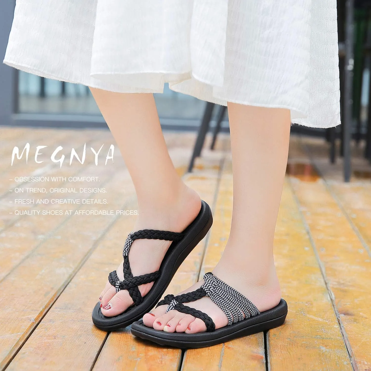 MEGNYA Women's flip Flops Sandals Arch Support, Comfortable Walking Sandals, Water Sandals Perfect for The Beach/Long Walks/Poolside