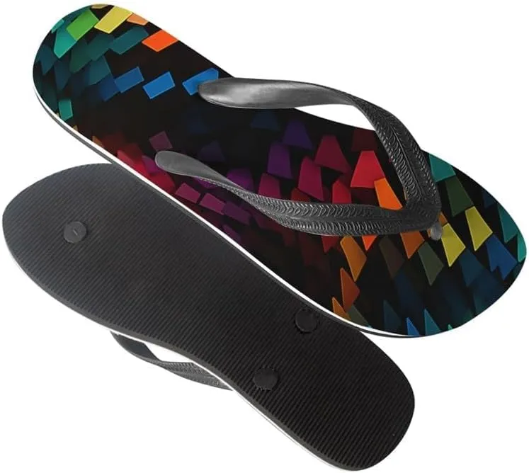 Men Hawaii Flip Flop Sandal Geometry Lightweight Thong Sandals Xmas Santa Claus Unisex Bathroom Orthotic Flip Flops