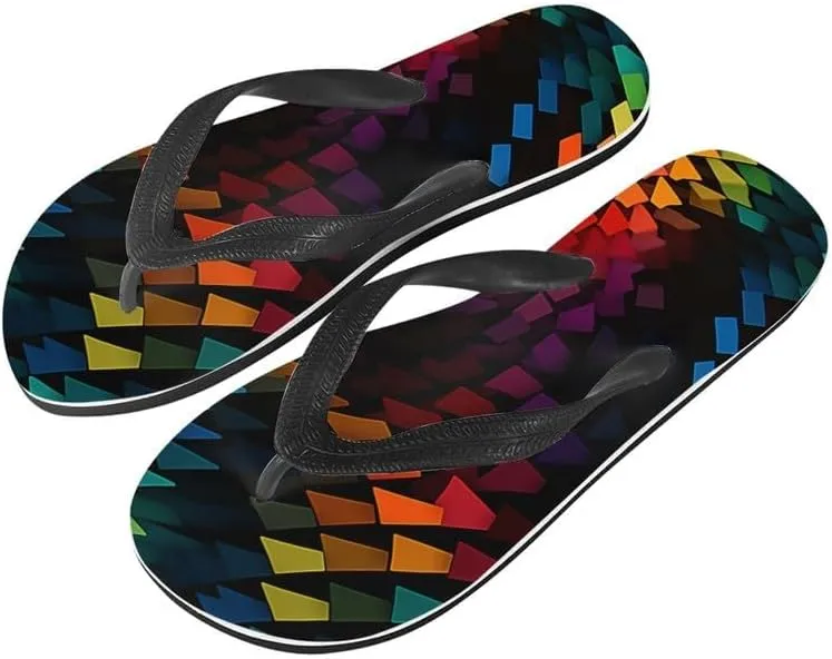 Men Hawaii Flip Flop Sandal Geometry Lightweight Thong Sandals Xmas Santa Claus Unisex Bathroom Orthotic Flip Flops