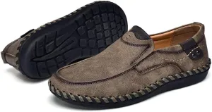 Men Vintage Cowhide Loafers Summer Casual Walking Shoes Fashionable Boat Moccasins Leisure Comfortable Chic New Driving Footwear