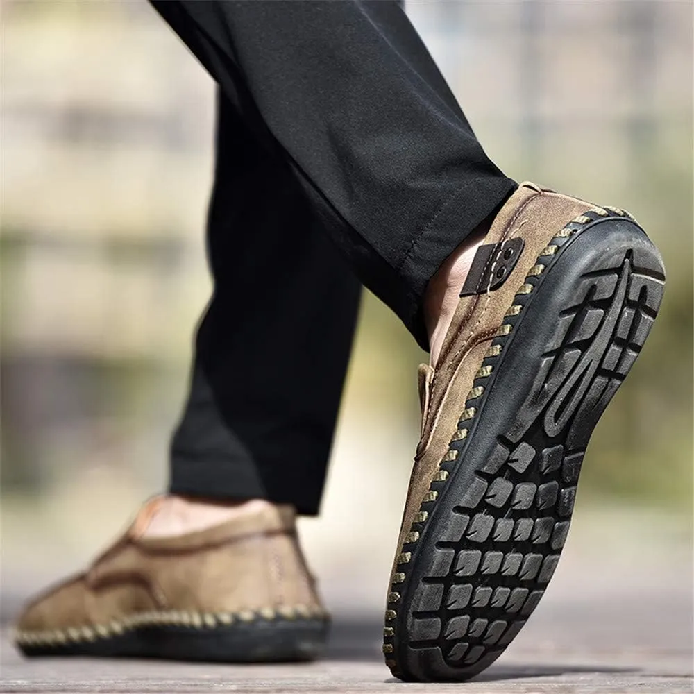 Men Vintage Cowhide Loafers Summer Casual Walking Shoes Fashionable Boat Moccasins Leisure Comfortable Chic New Driving Footwear