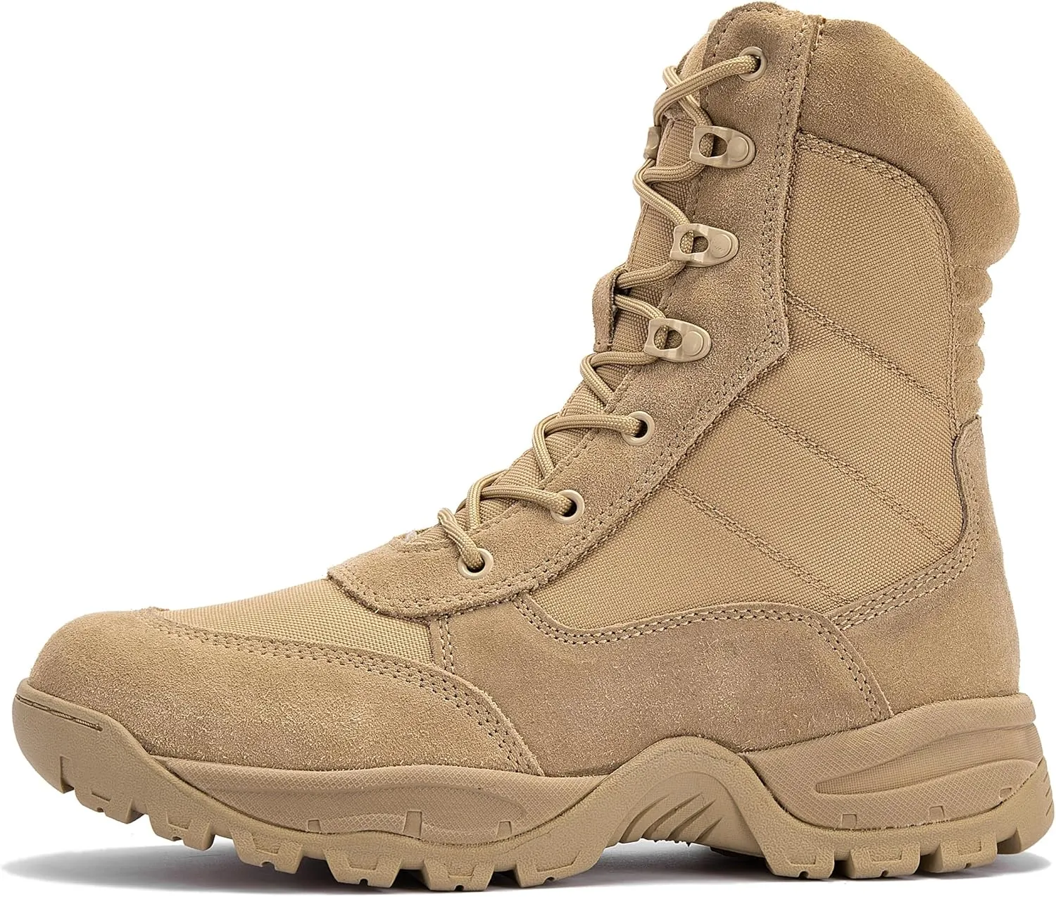 Men's 8 Inches Military Tactical Work Boots Side Zipper Lightweight Army Combat Boots Durable Outdoor Work Boots Desert Boots