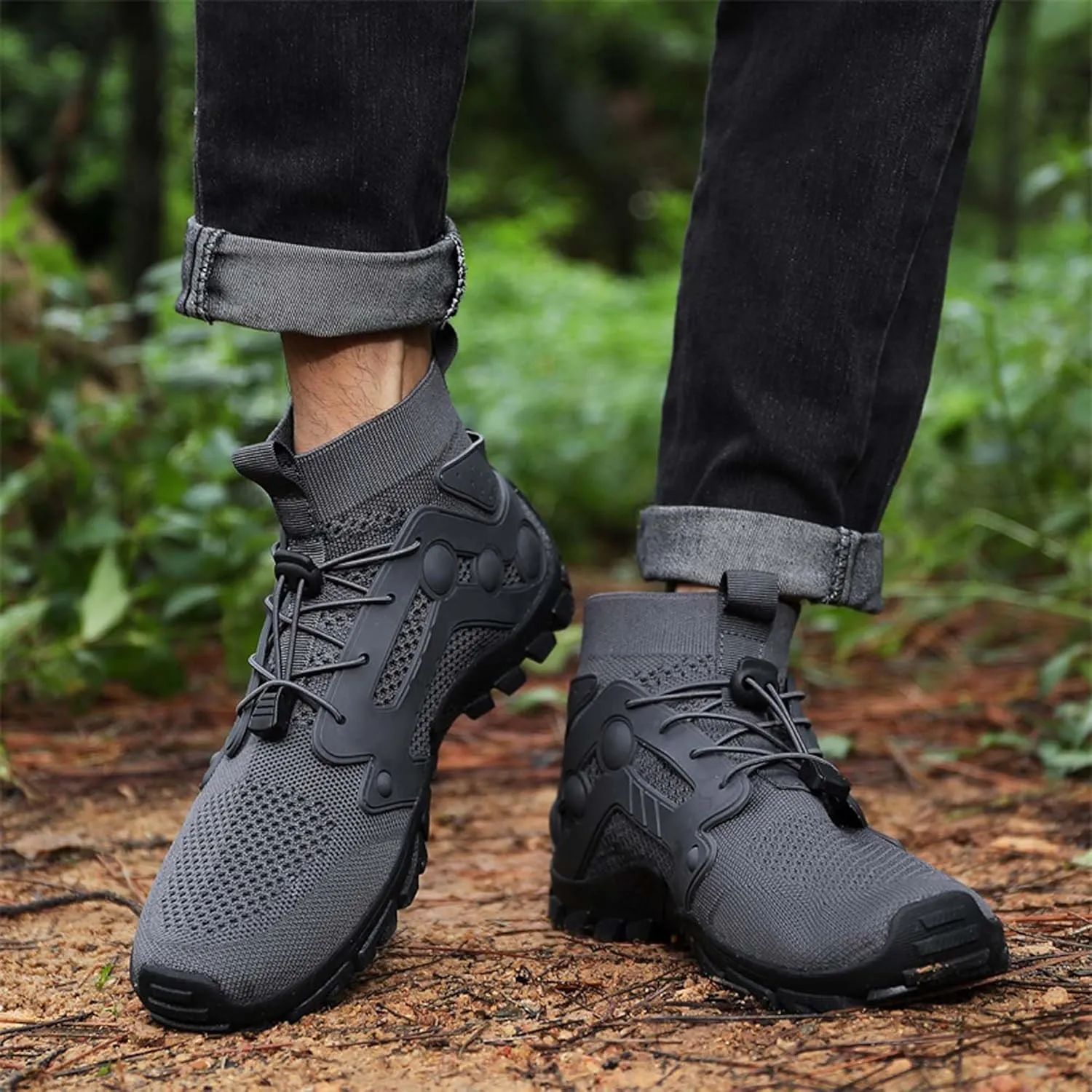 Men's Anti-Slip Climbing Shoes Breathable Lightweight Sports Barefoot Hiking Shoes Quick-Drying Mesh Sports Water Shoes Outdoor Camping Adventure Travel Backpacking Shoes-5-14 US Size