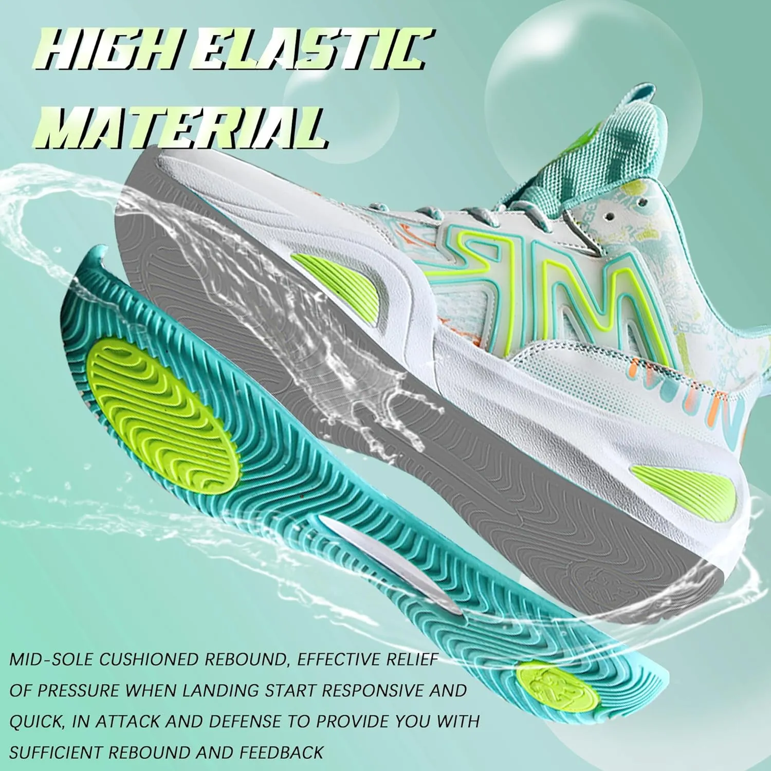 Men's Basketball Shoes Fashionable Breathable Anti Slip Sports Shoes Outdoor Running Fitness Training Shoes
