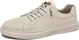 Mens Casual Slip-on Leather Sneakers with Elastic Band Classical Retro Breathable Flats Walking Oxford Shoes