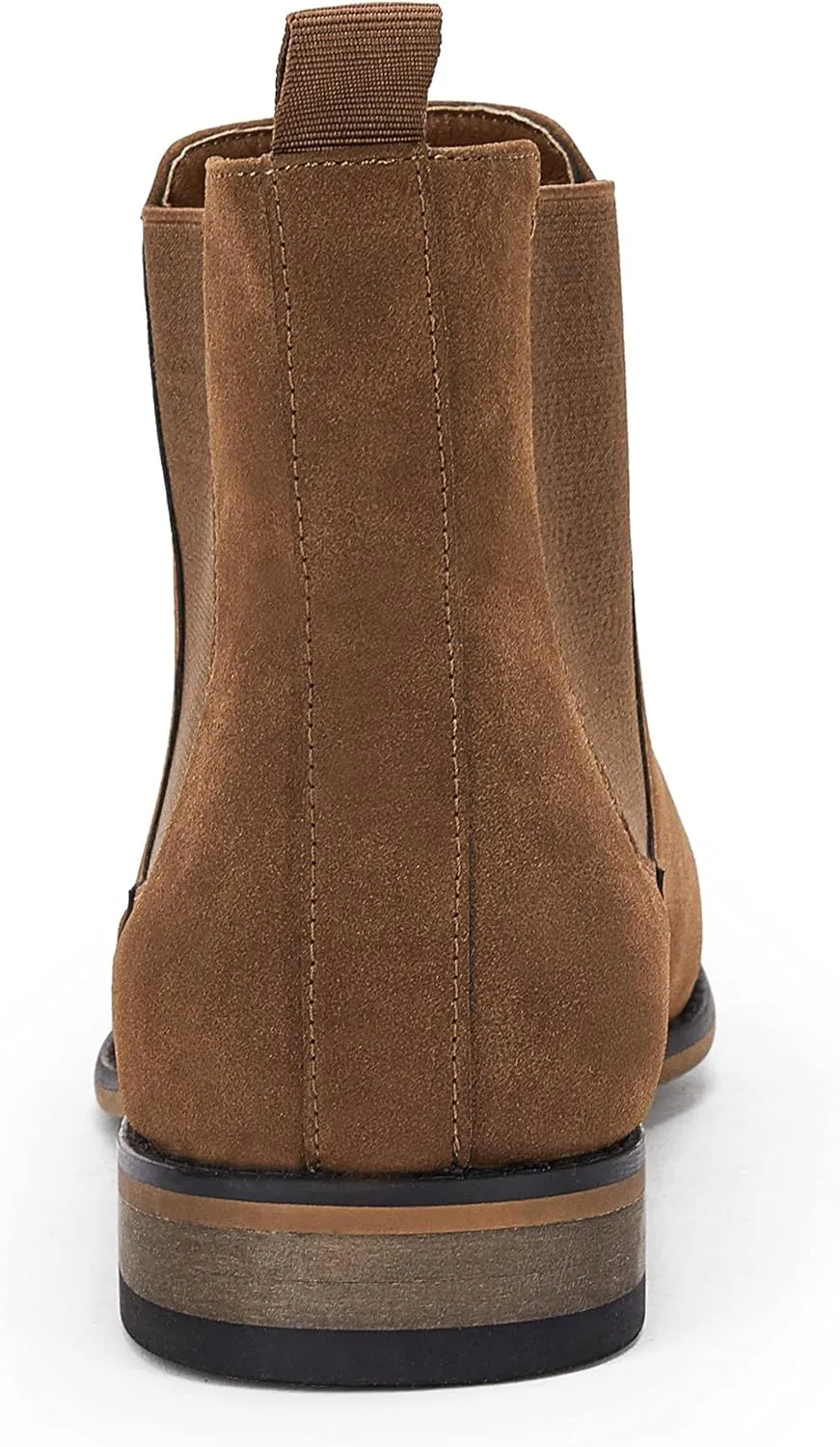 Mens Chelsea Boot Slip On Pointed Toe Stacked Low Heel Faux Suede Casual Dress Boot