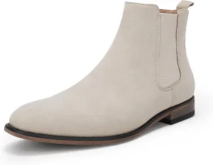 Mens Chelsea Boot Slip On Pointed Toe Stacked Low Heel Faux Suede Casual Dress Boot