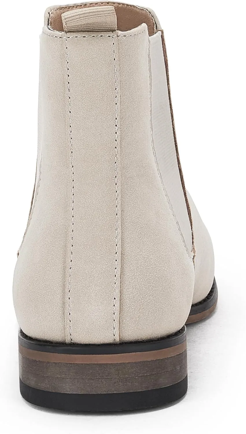 Mens Chelsea Boot Slip On Pointed Toe Stacked Low Heel Faux Suede Casual Dress Boot