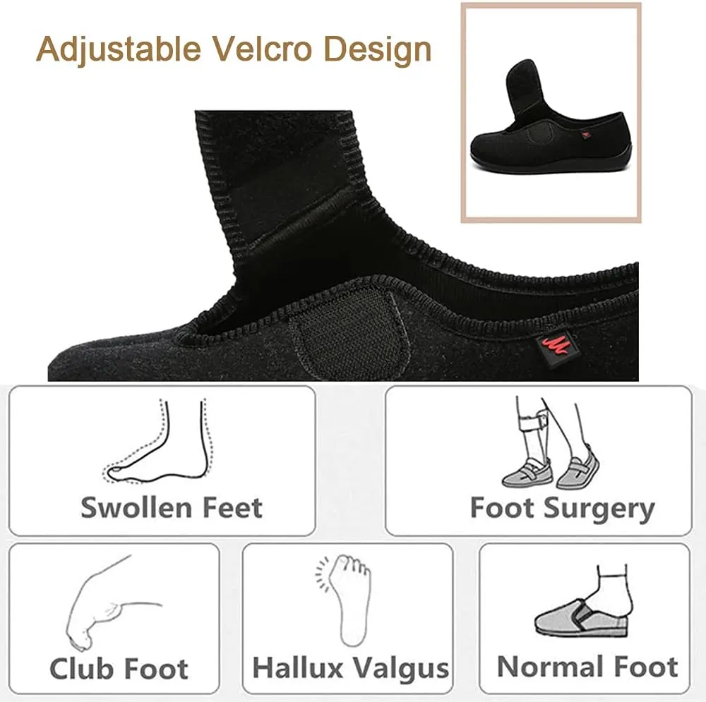 Men's Diabetic Recovery Slippers, Adjustable Orthopedic Wide Width Walking Shoes, Home Shoes for Arthritis Edema Swollen Feet Elderly Men