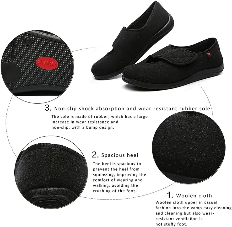 Men's Diabetic Recovery Slippers, Adjustable Orthopedic Wide Width Walking Shoes, Home Shoes for Arthritis Edema Swollen Feet Elderly Men