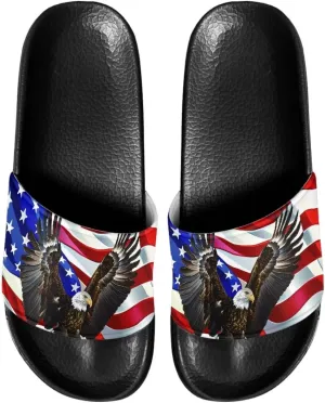 Mens Father Slides Sandals Slip On House Slippers Comfortable Athletic Anti-Slip Slides for Walking Beach US 5-14 Black Sole