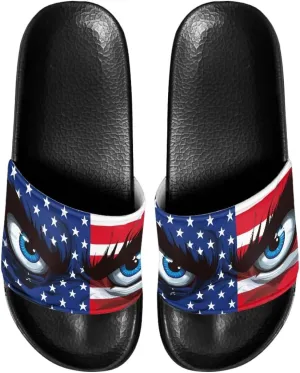 Mens Father Slides Sandals Slip On House Slippers Comfortable Athletic Anti-Slip Slides for Walking Beach US 5-14 Black Sole