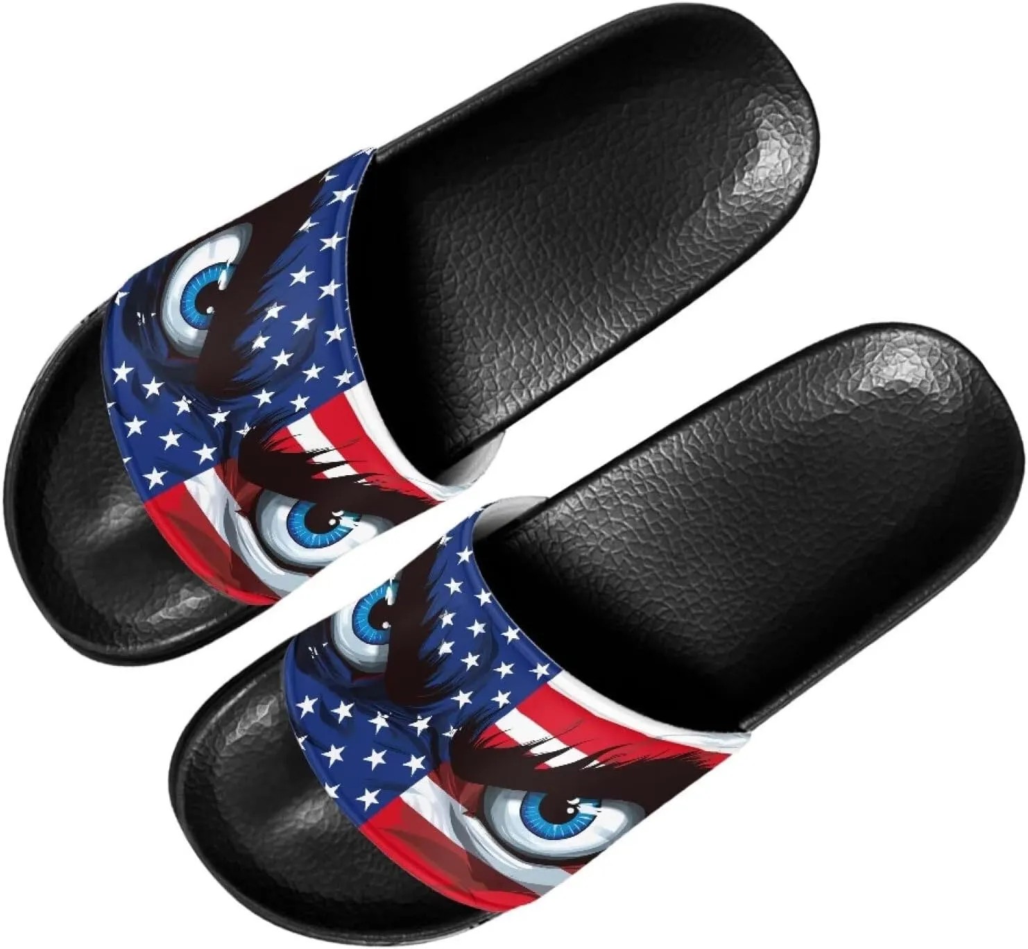 Mens Father Slides Sandals Slip On House Slippers Comfortable Athletic Anti-Slip Slides for Walking Beach US 5-14 Black Sole