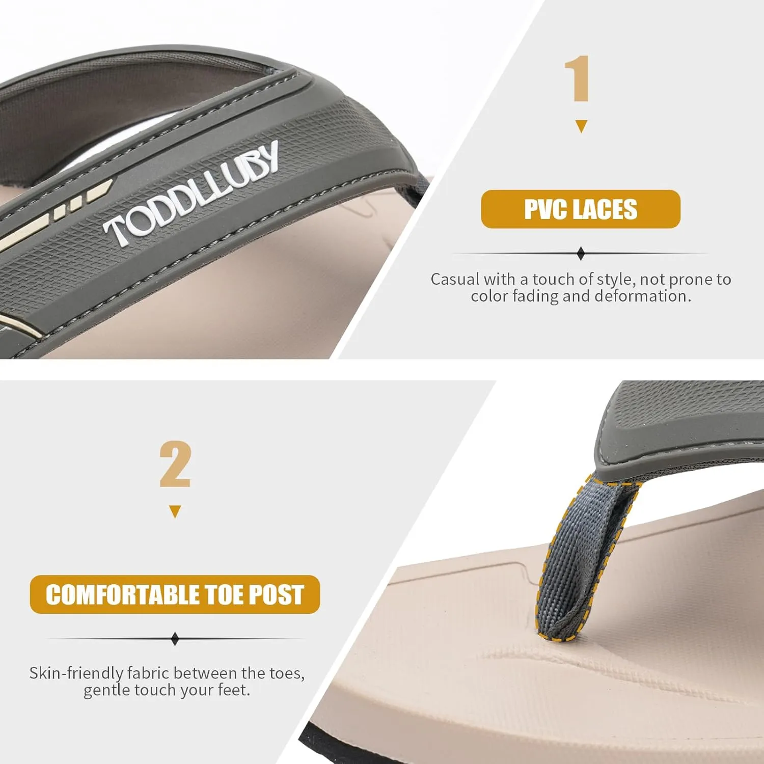 Mens Flip Flops With Arch Support Ultra Soft Cushion Footbed Durable Outsole Comfortable Summer Beach Thong Sandals Yoga Foam Cushion Slip on Slippers