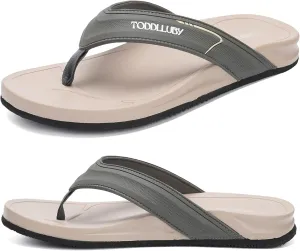 Mens Flip Flops With Arch Support Ultra Soft Cushion Footbed Durable Outsole Comfortable Summer Beach Thong Sandals Yoga Foam Cushion Slip on Slippers