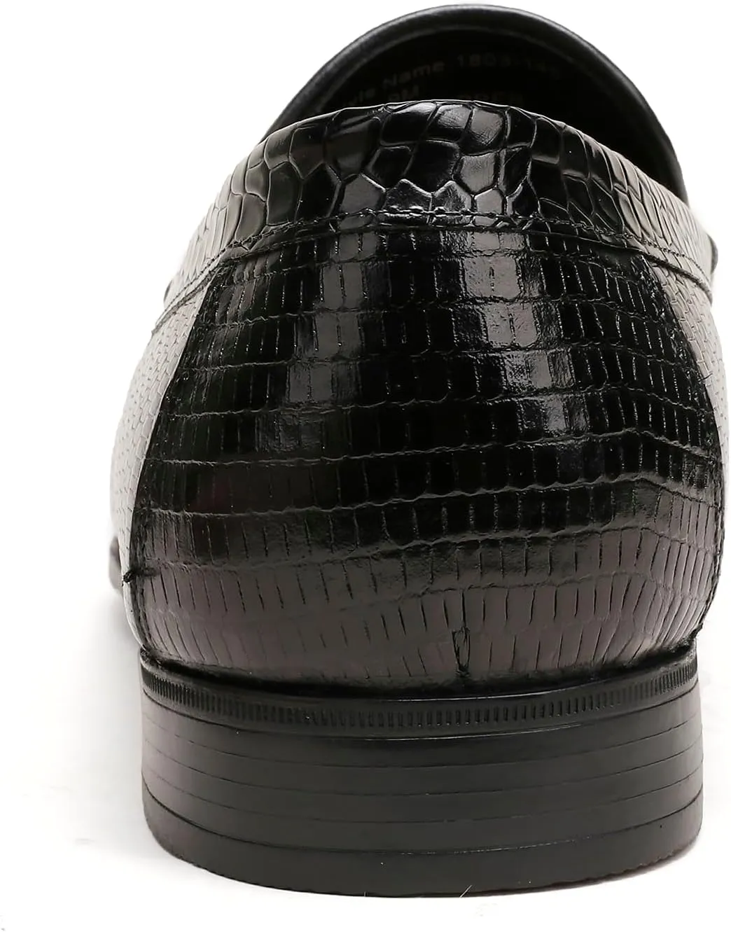 Mens Genuine Dress Shoes, Premium Crocodile Print Leather Slip-on Casual Shoes Penny Loafers for Mens, Black