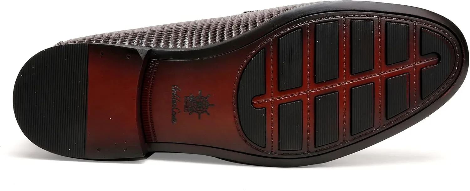 Mens Genuine Dress Shoes, Premium Crocodile Print Leather Slip-on Casual Shoes Penny Loafers for Mens, Black