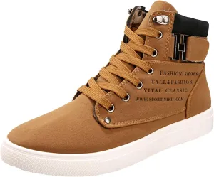 Men's High Top Sneakers Retro Casual Lace Up Sport Shoes Comfort Flat Bottom Walking Boots Outdoor Men's Boots Size 15