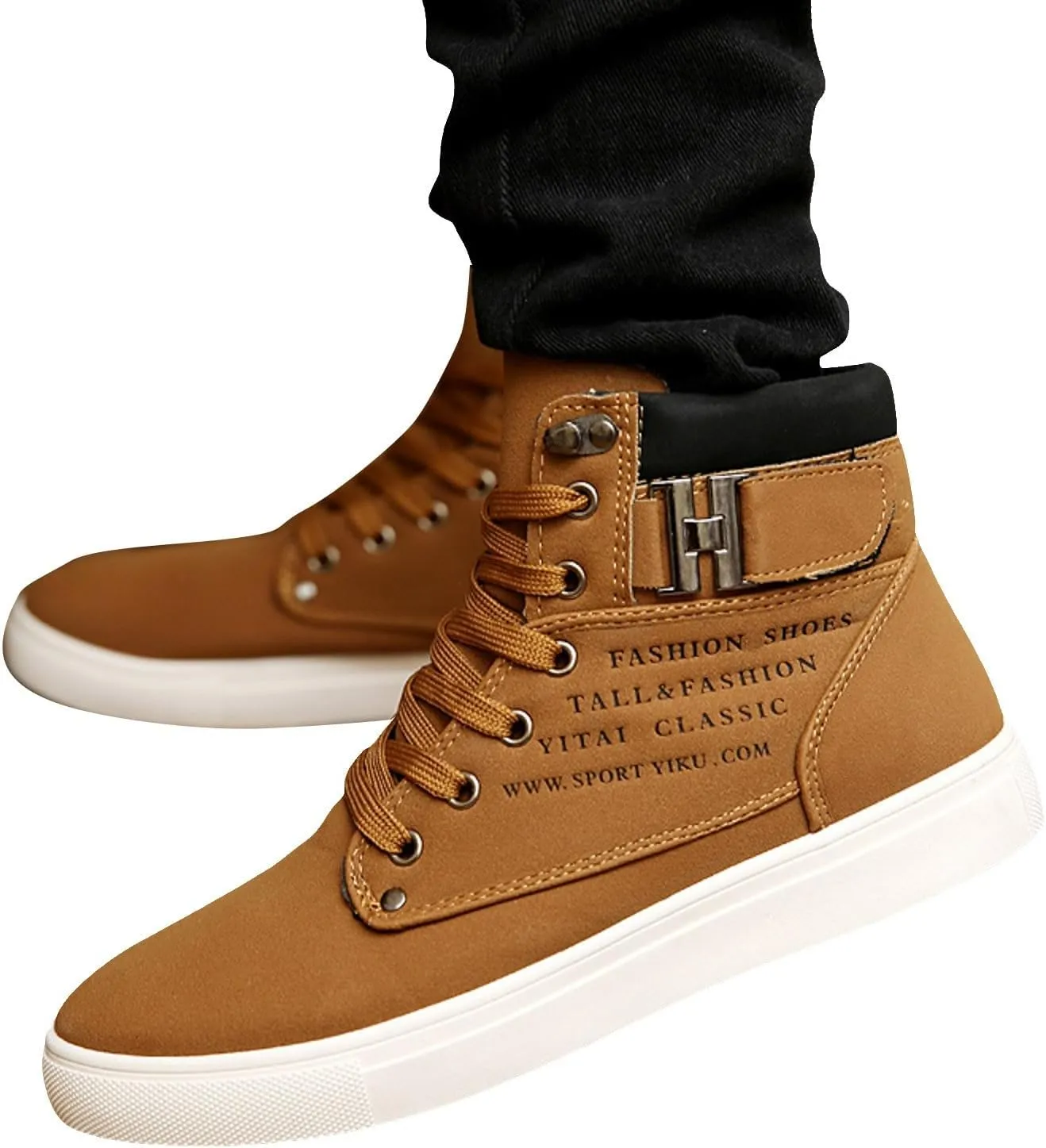 Men's High Top Sneakers Retro Casual Lace Up Sport Shoes Comfort Flat Bottom Walking Boots Outdoor Men's Boots Size 15