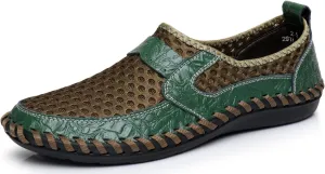 Men's Mesh Breathable Walking Loafers Outdoor Lightweight Slip-on Mesh Casual Shoes Stitching Honeycomb Hiking Shoes
