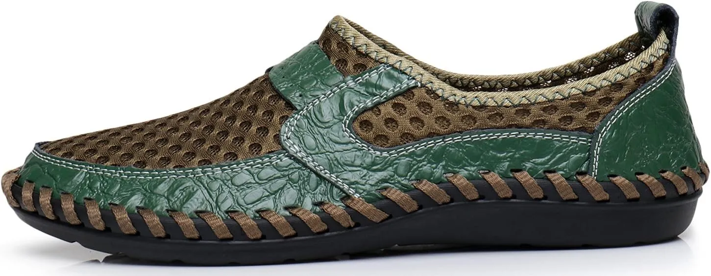 Men's Mesh Breathable Walking Loafers Outdoor Lightweight Slip-on Mesh Casual Shoes Stitching Honeycomb Hiking Shoes