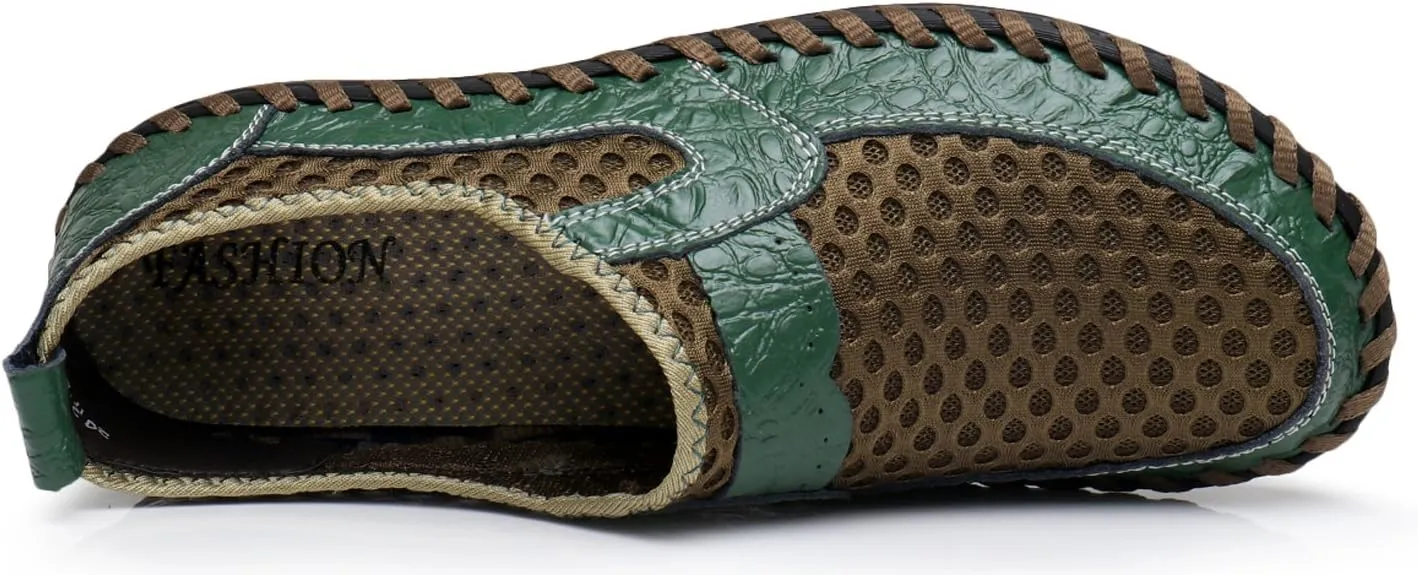 Men's Mesh Breathable Walking Loafers Outdoor Lightweight Slip-on Mesh Casual Shoes Stitching Honeycomb Hiking Shoes