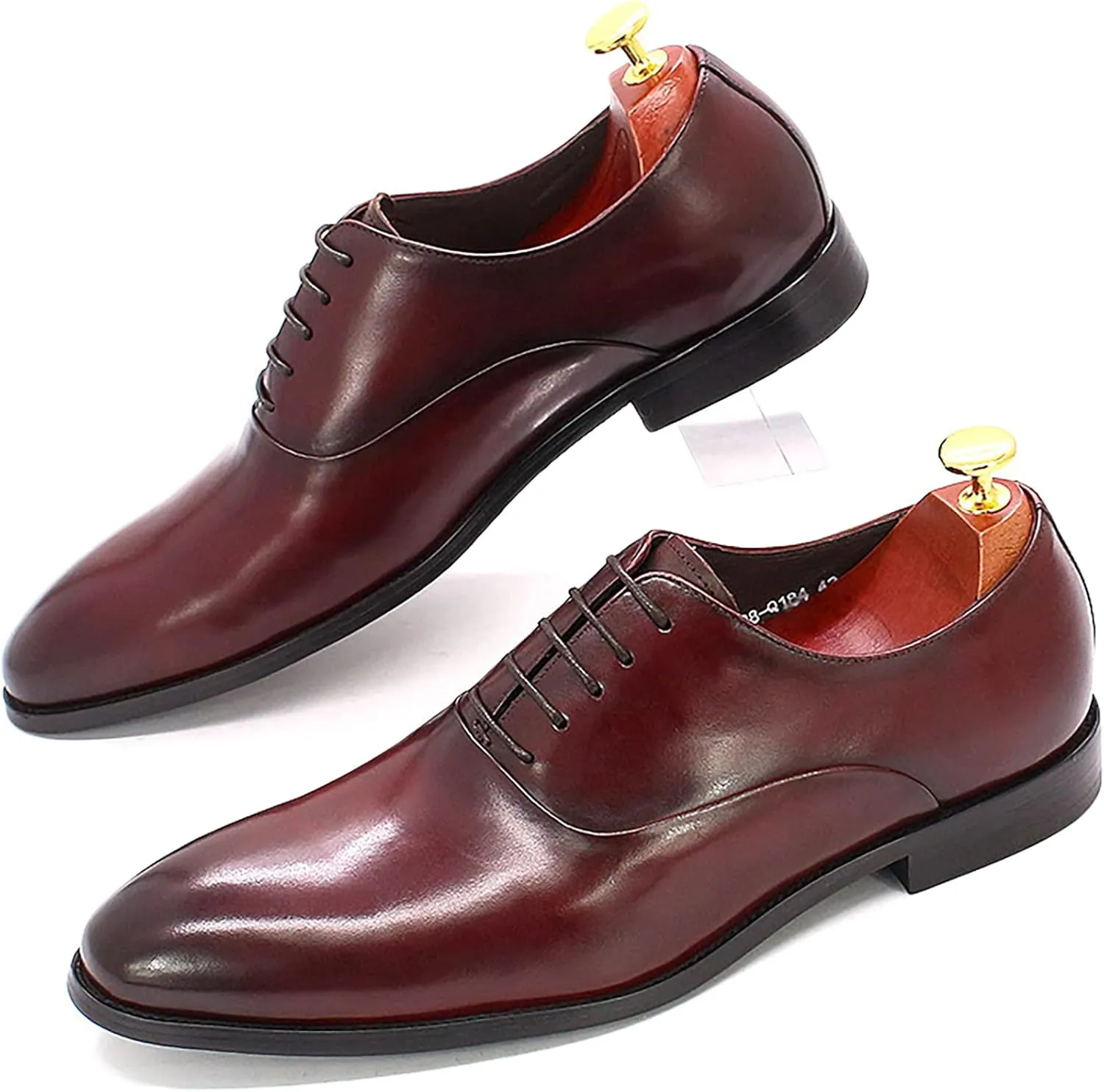 Mens Retro Formal Dress Oxfords Work Uniform Leather Lace-ups Wedding Party Derbys Breathable,Black-40