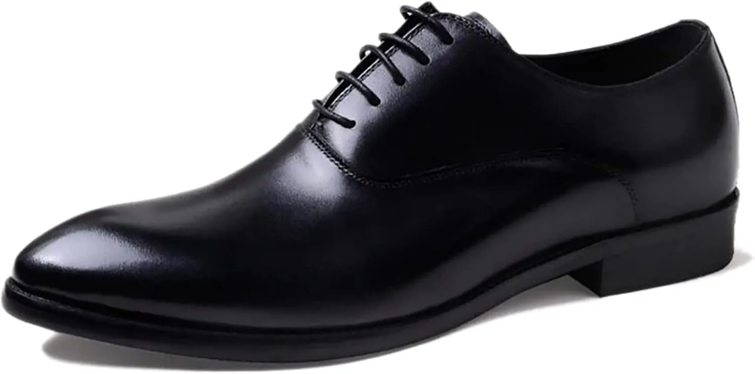 Mens Retro Formal Dress Oxfords Work Uniform Leather Lace-ups Wedding Party Derbys Breathable,Black-40