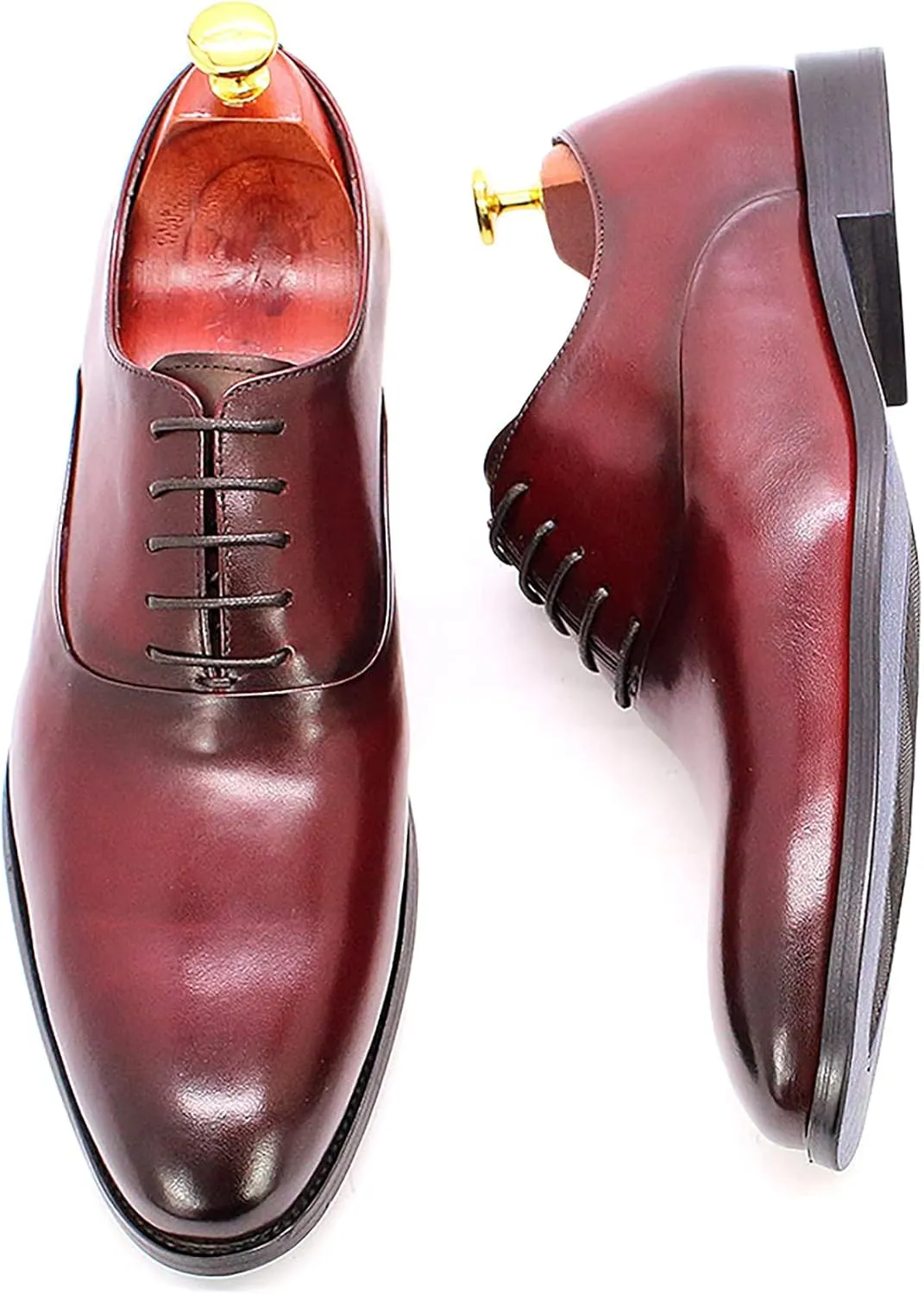 Mens Retro Formal Dress Oxfords Work Uniform Leather Lace-ups Wedding Party Derbys Breathable,Black-40