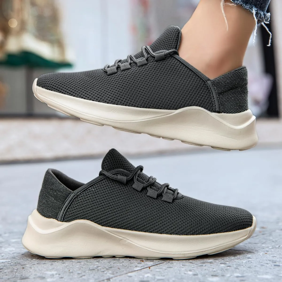 Mens Running Shoes Slip on Walking Sneakers Workout Sports Athletic Gym Ultra Lightweight Casual Fashion Breathable Mesh Comfortable
