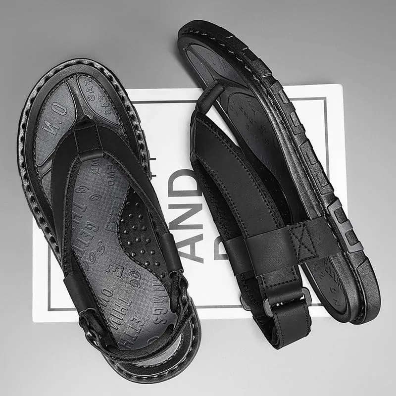 Mens Sandals Beach Flip Flop Comfort Casual Thong Hiking Water Soprt Leather Athletic Slipper