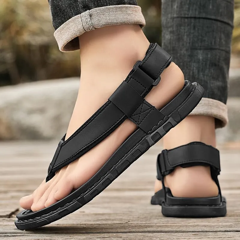 Mens Sandals Beach Flip Flop Comfort Casual Thong Hiking Water Soprt Leather Athletic Slipper
