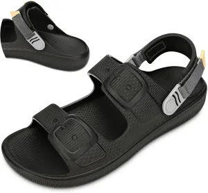 Mens Sandals, Beach Sandals & Slides, Comfortable Summer Slippers & Beach Shoes for Men, Lightweight & Non-Slip, Black Slides, Comfortable Slides 8-12