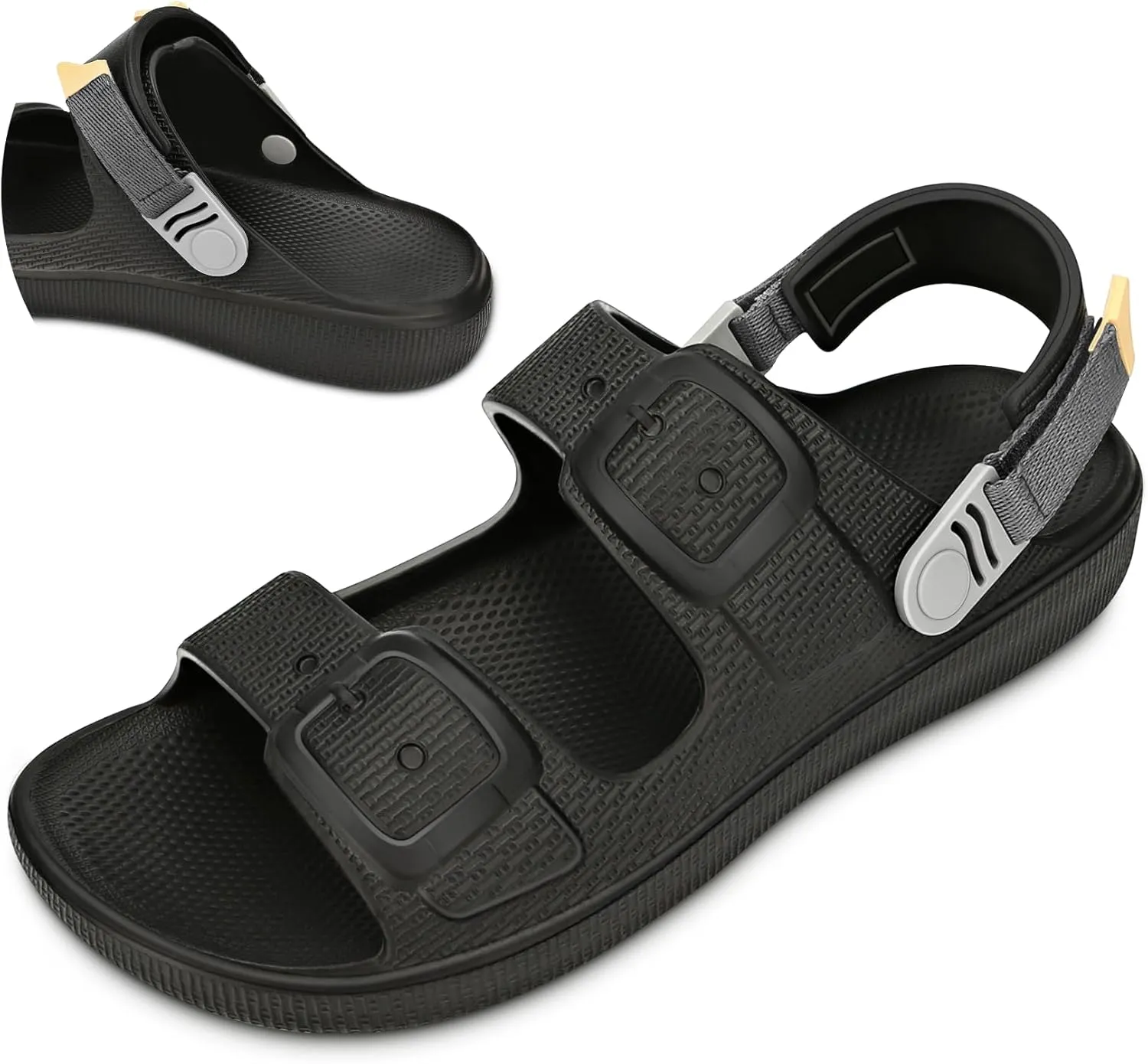 Mens Sandals, Beach Sandals & Slides, Comfortable Summer Slippers & Beach Shoes for Men, Lightweight & Non-Slip, Black Slides, Comfortable Slides 8-12
