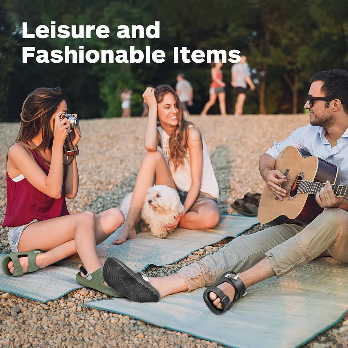 Mens Sandals, Beach Sandals & Slides, Comfortable Summer Slippers & Beach Shoes for Men, Lightweight & Non-Slip, Black Slides, Comfortable Slides 8-12