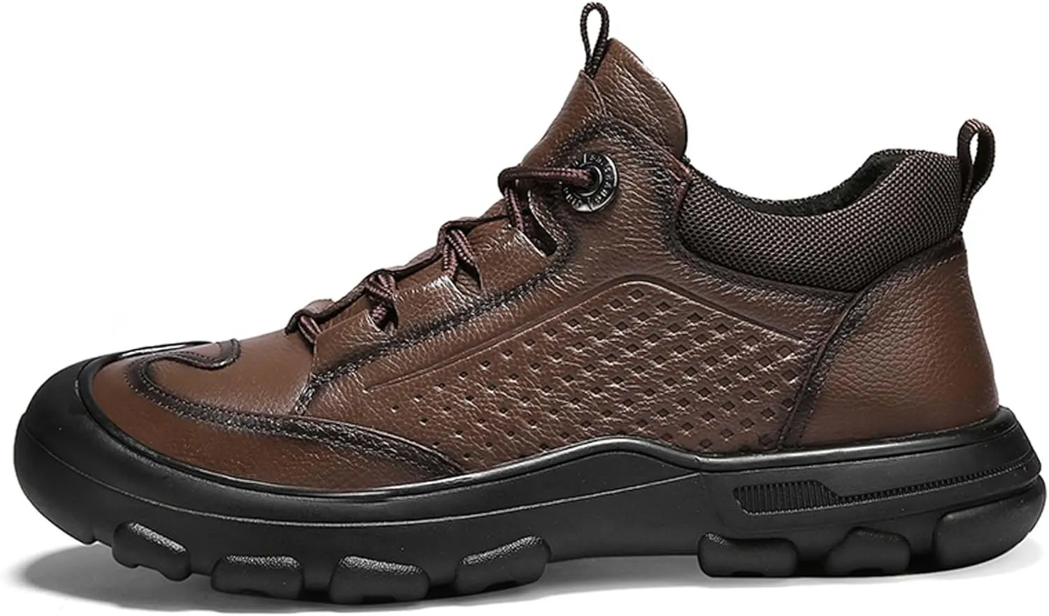 Men's Walking Shoes Outdoor Non-slip Climbing Shoes Cowhide Waterproof Cross-country Travel Shoes Fashion Lace-up Casual Sneakers Classic Business Office Shoes