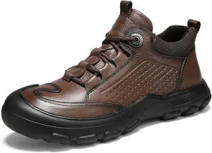 Men's Walking Shoes Outdoor Non-slip Climbing Shoes Cowhide Waterproof Cross-country Travel Shoes Fashion Lace-up Casual Sneakers Classic Business Office Shoes