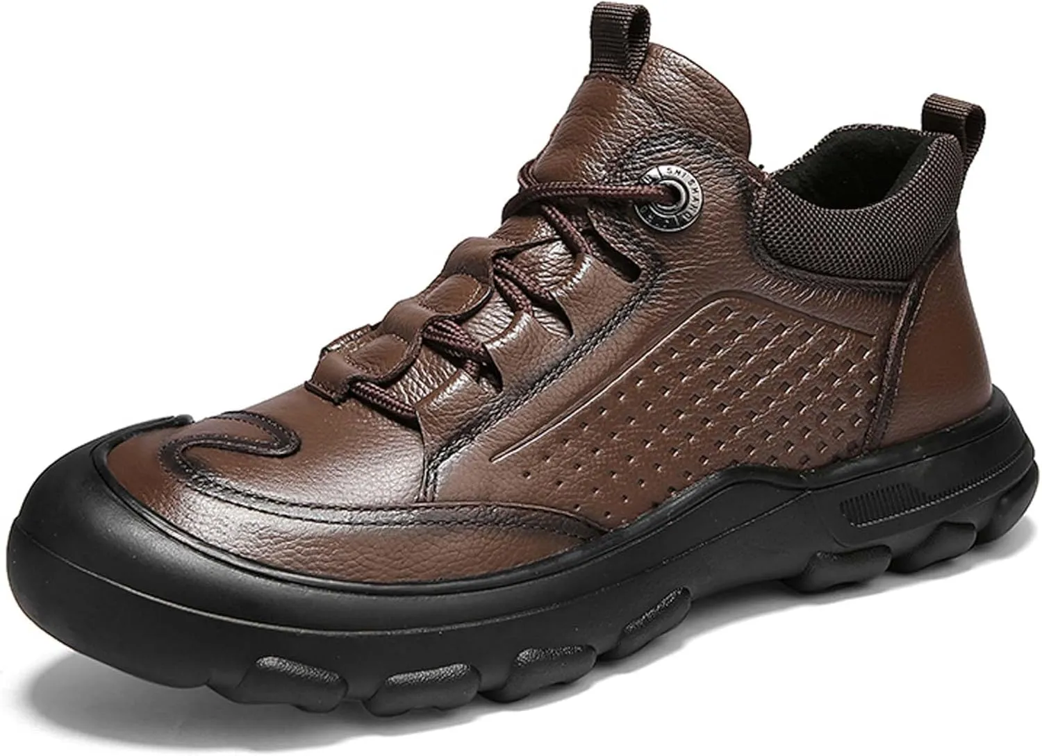 Men's Walking Shoes Outdoor Non-slip Climbing Shoes Cowhide Waterproof Cross-country Travel Shoes Fashion Lace-up Casual Sneakers Classic Business Office Shoes