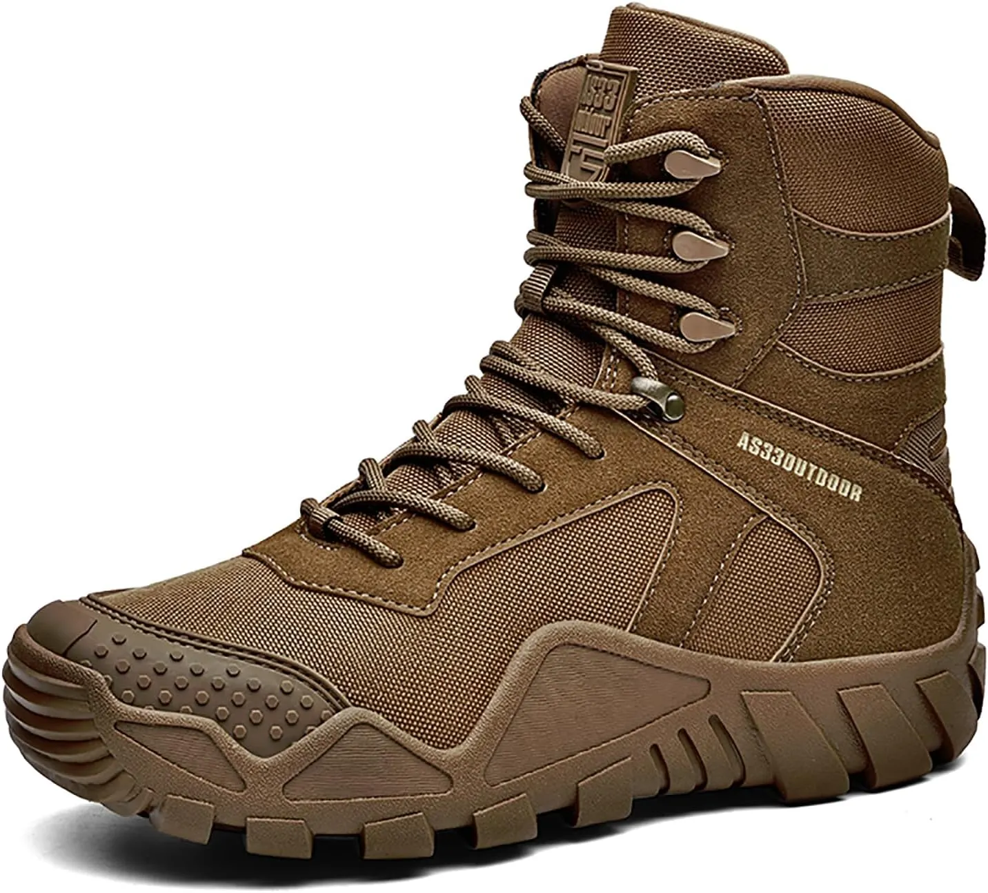 Men's Waterproof Military Tactical Boots Comfort Durable Leather Lace-Up Non-Slip Platform Hiking Boots Outdoor Motorcycle Combat Boots