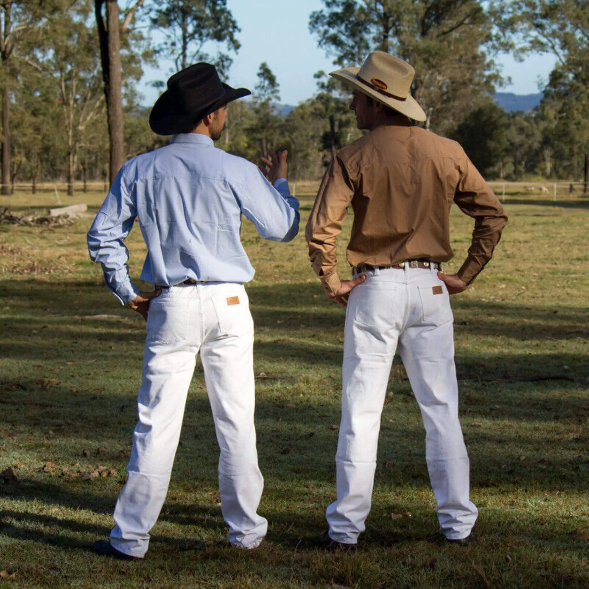 Mens White Regular Rise Western Boot Cut Jean