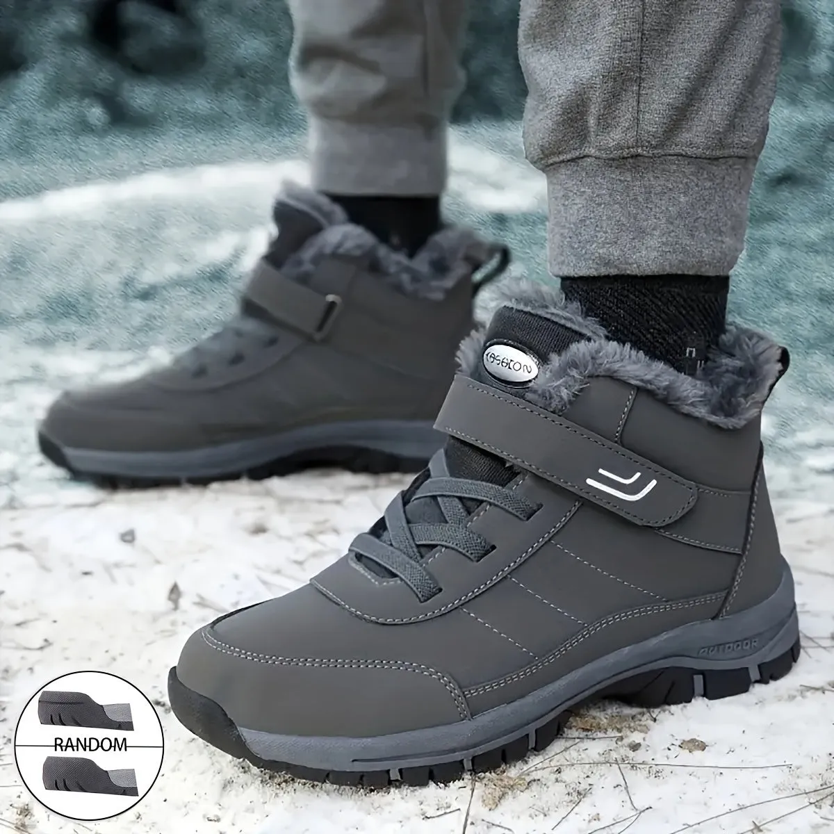 Men's Winter Fashion Snow Boots - Warm, Non-Slip, Durable With Hook-and-loop Fastener Closure, Comfortable Ankle High In Multiple Colors
