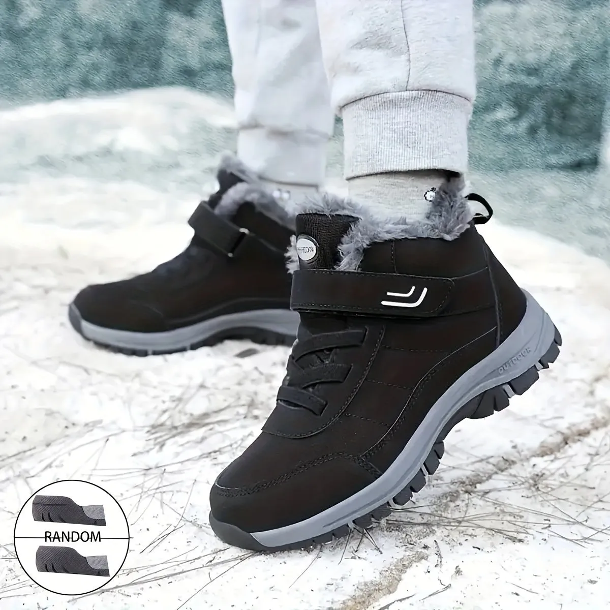 Men's Winter Fashion Snow Boots - Warm, Non-Slip, Durable With Hook-and-loop Fastener Closure, Comfortable Ankle High In Multiple Colors