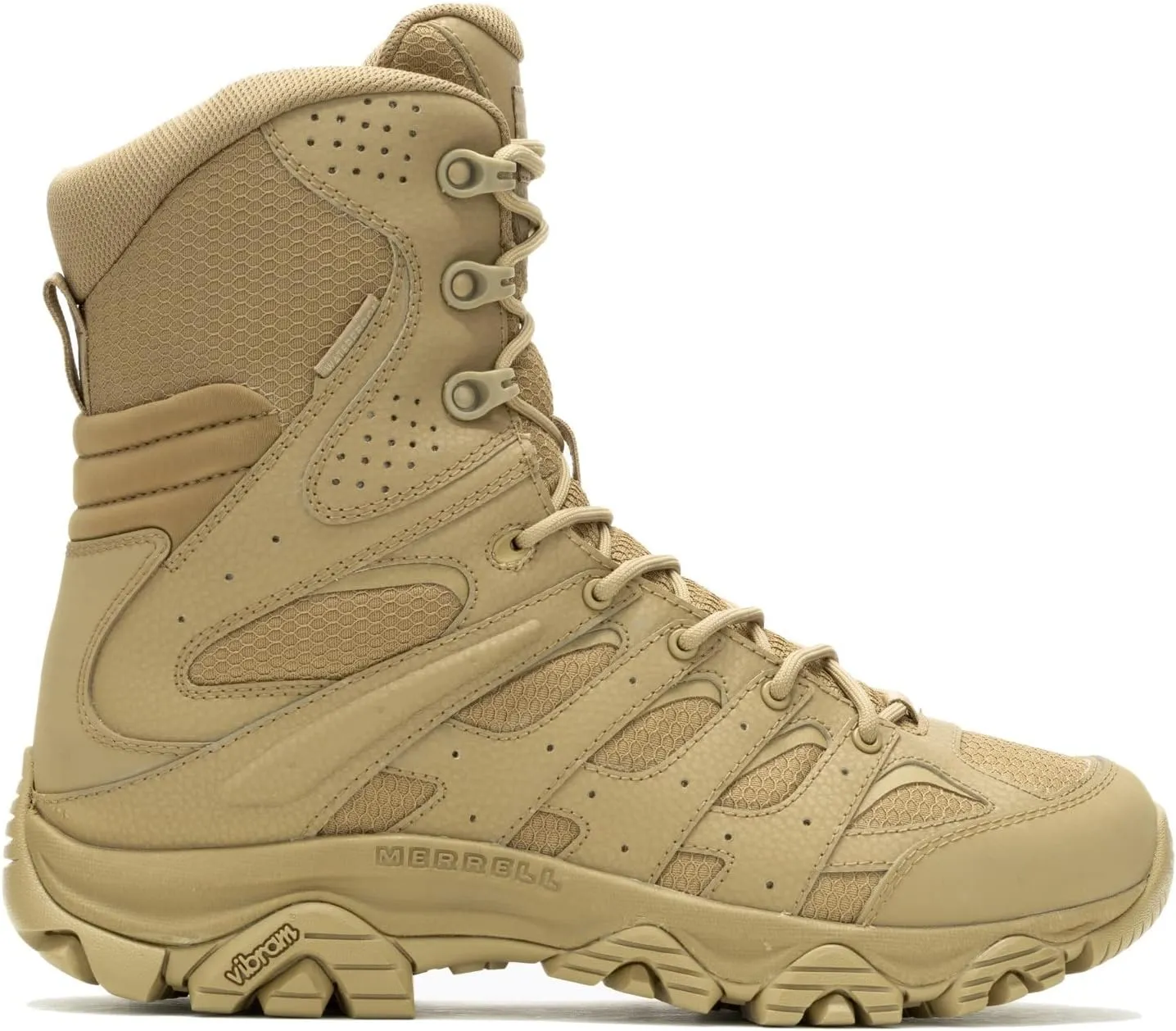 Merrell Men’s Moab 3 8” Zip Tactical Waterproof Boots, Durable & Comfortable Coated Leather Combat Hiking Shoes